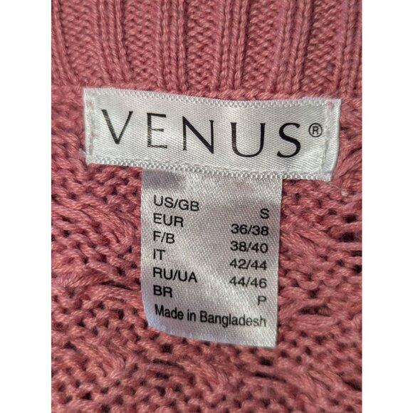 Venus Pink Open- Knit Tunic Style Sweater W/Side Snap Buttons Womens Soft Size S - Picture 8 of 9